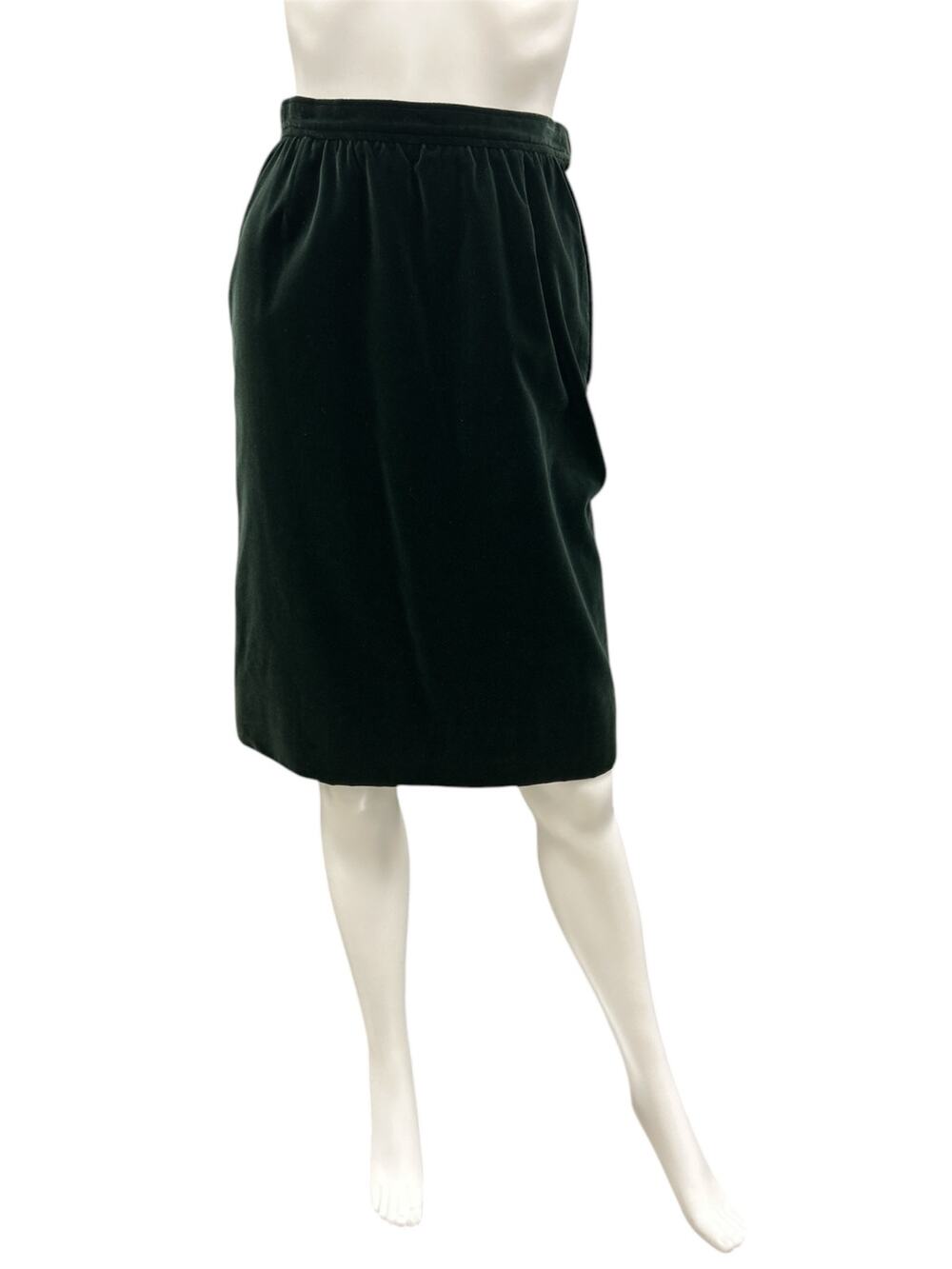 Vintage Rive Gauche YSL Skirt Women’s SZ S Velvet Pencil Style Emerald Gorgeous